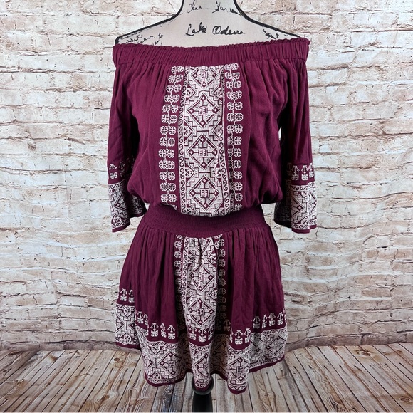 New Tularosa Fiona Wine Embroidered Dress XS - Picture 5 of 9
